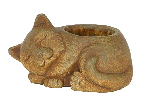 GROWSCAPE Cement Buddies Animal Planter - Cute Desk Decoration - UV Coated Animal Vase w/Removable Drain Plug - Succulent Planter for Indoor/Outdoor Use (Cat Planter, Rust, Small) - color: Rust, size: Small, style: Cat