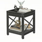 Farmhouse Square Side Table,2-Tier End Table with Storage Shelf | Modern Sofa Couch Table Bedside Nightstand With X-Frame for Living Room Bedroom Office Small spaces,Black - color: Black, style: Farmhouse