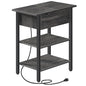HOOBRO End Table with Charging Station, Narrow Side Table, Flip Top Nightstand with USB Ports and Outlets, Bedside Tables with Shelf for Small Spaces, Living Room, Charcoal Black BC341BZ01 - color: Charcoal Black