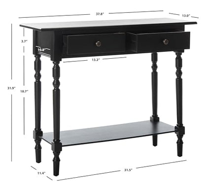 SAFAVIEH Home Collection – Rosemary Distressed Black Console Table with Drawers & Shelf, Classic Contemporary Storage Console, Turned Leg Design (AMH5705B) - color: Distressed Black