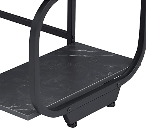 Anivia Gaming Computer Desk, Small Home Office Desk with 2 Storage Shelves, 47" Writing Desks Industrial Simple Style Wood Table Metal Frame for PC Laptop Notebook（Black） (47-B) - color: Black Marbling