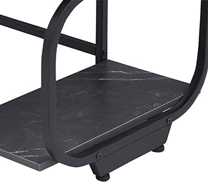 Anivia Gaming Computer Desk, Small Home Office Desk with 2 Storage Shelves, 47" Writing Desks Industrial Simple Style Wood Table Metal Frame for PC Laptop Notebook（Black） (47-B) - color: Black Marbling