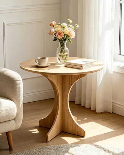 Walnut Round Side Table, Modern Minimalist Accent End Table with Curved Tripod Base, Compact Small Round Sofa Side Table, Easy Assembly Nightstand for Living Room Bedroom Balcony Small Spaces - color: Walnut-x
