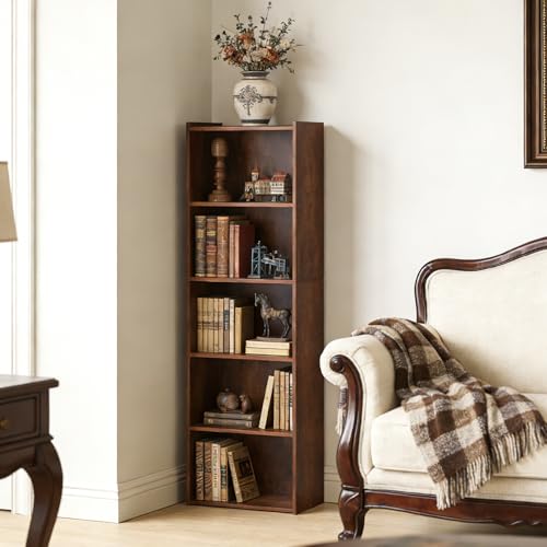 ZENY 5-Tier Shelf Bookcase, Freestanding Wood Storage Display Open Bookshelf for Home Office (Rustic Brown) - color: Rustic Brown