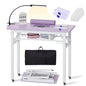 Portable Foldable Manicure Table with Dust Collector, Rolling Nail Tech Desk with LED Lamp, Wrist Rest, Lockable Wheels & Carrying Case for Home Salon, Travel & Mobile Nail Techs (Purple) - color: Purple