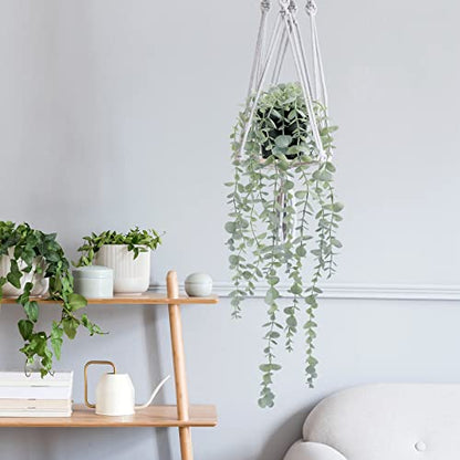 COCOBOO 2 Pcs Artificial Eucalyptus Plants Shelf Hanging Fake Plant in Pot for Wall Bedroom Home Patio Indoor Outdoor Decor - size: 5.9in-24in