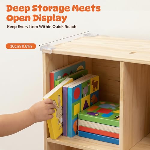 4 Cube Storage Organizer, Solid Wood Bookshelf, Vertical or Horizontal Bookcase, Open Cube Book Shelf, 23.6 in Cubes Organizer for Bedroom, Living Room, Office (23.6 X 11.8 X 23.6 in) - size: 23.6 X 11.8 X 23.6 in