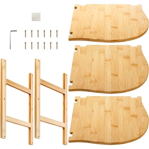Goaste 3-Tier Bamboo Corner Shelf, Kitchen Countertop Storage Organizer, Cabinet Plate Rack for Pantry Organization, Bathroom, Desktop, 9.5 x 9.5 x 9.5 Inch