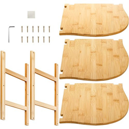 Goaste 3-Tier Bamboo Corner Shelf, Kitchen Countertop Storage Organizer, Cabinet Plate Rack for Pantry Organization, Bathroom, Desktop, 9.5 x 9.5 x 9.5 Inch