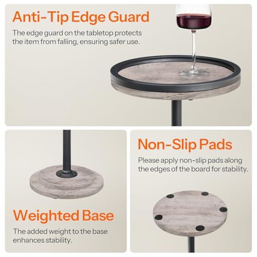 HOOBRO Small Round Side Tables, Set of 2, Drink Tables, Coffee Martini Tables with Pedestal Accent for Small Spaces in Living Room, Bedroom, Sofa Couch, Greige BG168BZP201 - color: Greige + Black
