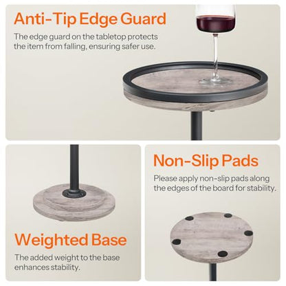 HOOBRO Small Round Side Tables, Set of 2, Drink Tables, Coffee Martini Tables with Pedestal Accent for Small Spaces in Living Room, Bedroom, Sofa Couch, Greige BG168BZP201 - color: Greige + Black