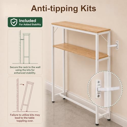 2-Tier Dining Table Side Rack, Narrow Kitchen Table Extension Shelf for Small Dining Table, Space Saving Storage Organizer for Small Kitchen Table for 2/4