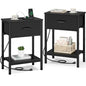 Vagusicc Nightstand Set of 2 with Charging Station, Bed Side Table with Fabric Drawer, Small End Table with 2-Tier Storage Shelves, 25.4" Tall Bedside Table, Black Night Stand for Bedroom, Living Room - color: Black (2 Pack)