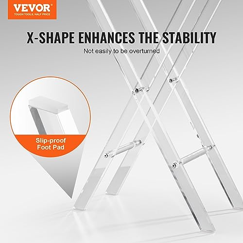 VEVOR Acrylic Folding Tray Table, Acrylic End Table with Folding X Leg, Clear Acrylic Side Table for Coffee, Drink, Food, Snack for Living Room & Bedroom - style: Folding X Leg