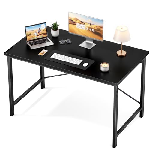 Sweetcrispy 44-Inch Small Computer Desk for Bedroom, Black | Gaming Writing Work and Study Desk for Home Office, Sturdy Metal Frame and Compact Modern Design with X-Shaped - color: Black, size: 44-Inch