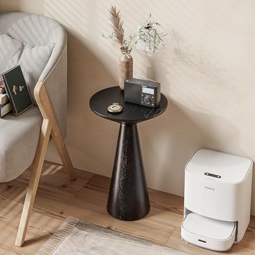 COZAYH Farmhouse Pedestal Small End Table Round Martini Table Wood Plant Stand Rustic Drink Table for Small Space Living Room, Bedroom, Black - color: Balck
