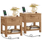 Joaxswe Farmhouse Side Table Set of 2 Living Room, Small Night Stand with 1 Drawers & Open Shelving & 4 Thickened Table Legs, Dark Wood - color: Dark Wood, size: Set of 2