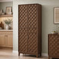 Pantry Cabinet, 71" Tall Pantry Cabinet,Modern Kitchen Cabinet with Doors, Drawers & Adjustable Shelves, Freestanding Food Pantry Cupboard with Side Rack for Kitchen Dining Room,Walnut - color: Walnut-new