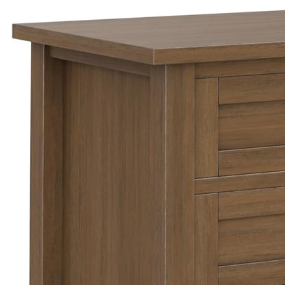 SIMPLIHOME Warm Shaker Nightstand - 24 inch Wide Solid Wood Bedside Table in Rustic Natural Aged Brown, Transitional Side Table or End Table with 2 Drawers, Open Shelf, Bronze Knobs and Tapered Legs - color: Rustic Natural Aged Brown