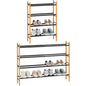 Storage MANIAC Expandable Shoe Rack, 16 Pairs Stackable Small Shoe Rack, Metal Adjustable Shoes Organizer for Closet, Entryway, Hallway, Garage, Front Door, Shoes Shelves, Bamboo 4 Tier - size: 4 Tier
