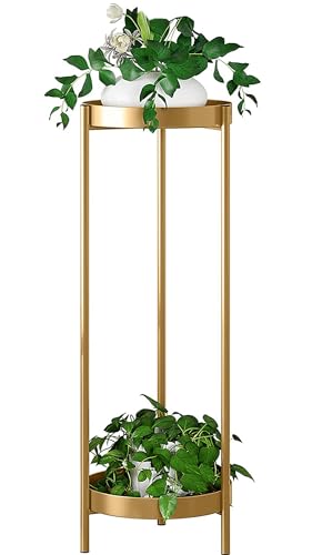 30" Plant Stand, 2 Tier Metal Flower Plants Holder with 2 Removable Display for Indoor or Outdoor,Pot Plant Planter Display(30 X 10in, Gold) - color: Gold