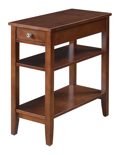 Convenience Concepts American Heritage Chairside End Table with Drawer 23.5" - Classic Living Room Table with Storage Shelf, Bedroom Nightstand, Mahogany - color: Mahogany