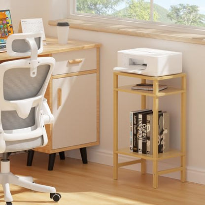 YUFAM Side Table End Table Tall Night Stand 3-Tier 2 Pack for Living Room Bedroom Bathroom Office Furniture Natural - color: Natural, size: 3 Tier