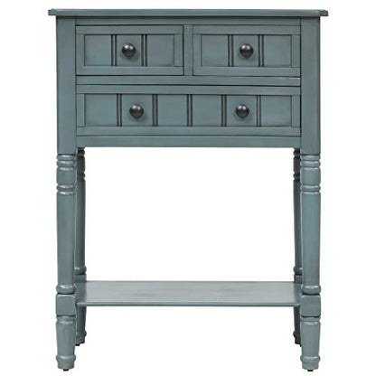 Knocbel Slim Antique Entry Console Table with Drawers & Bottom Open Shelf, Solid Wood Sofa Couch Table for Entryway Hallway Living Room (Navy) - color: Navy