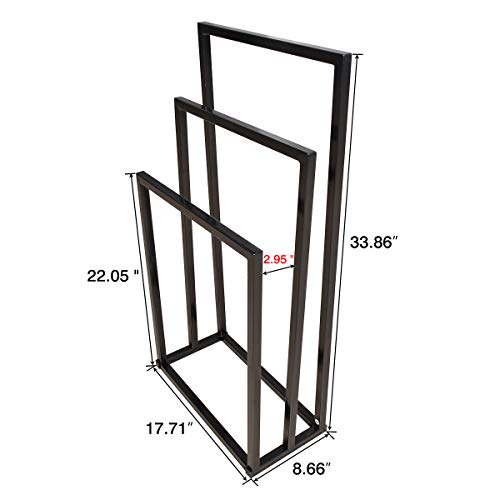 Metal Towel Racks 3 Bars for Bathroom Freestanding Drying Shelf 3 Tier Storage Organizer Washcloths Holder (Black)