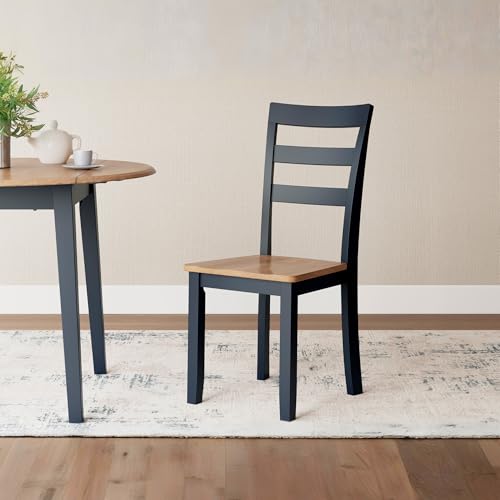 Signature Design by Ashley Gesthaven Solid Wood Frame Dining Chair, Set of 2, Blue/Natural - color: Light Brown & Blue