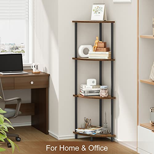 SRIWATANA 42.9" 4-Tier Corner Shelf Stand, Tall Standing Wood Display Unit | Sturdy 4-Level Corner Organizer; Space-Saving Wood Shelf to Display Books, Plants, & Decorative Essentials in Tall Spaces - size: 4-Tier