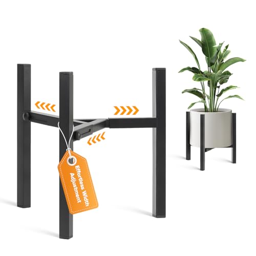 Plant Stand Indoor Adjustable, Metal Modern Indoor Plant Stand, Heavy Duty Plant Stands Outdoor Corner, Stable Plant Holder, Fits 8 to 12 Inches Pots, Black, 1 Pack, Pot & Plant Not Included - color: Black, size: 1 Pack
