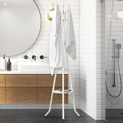 Simple Houseware Freestanding Coat Rack with Shelf, 9 hooks, White - color: White, style: Modern