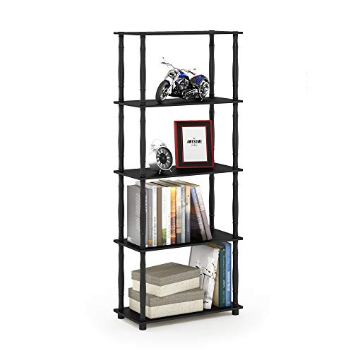 Furinno Turn-N-Tube 5-Tier Multipurpose Shelf / Display Rack / Storage Shelf / Bookshelf, Classic Tubes, Americano/Black - color: Americano/Black, size: 5-Tier Classic Tube