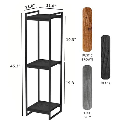 45" Tall Indoor Plant Stand, 3-Tier Flower Pot Rack, Black | Modern Minimalist Look, Wood Finish, for Living Room, Bedroom, Balcony, Space-Saving, Sturdy Metal Frame
