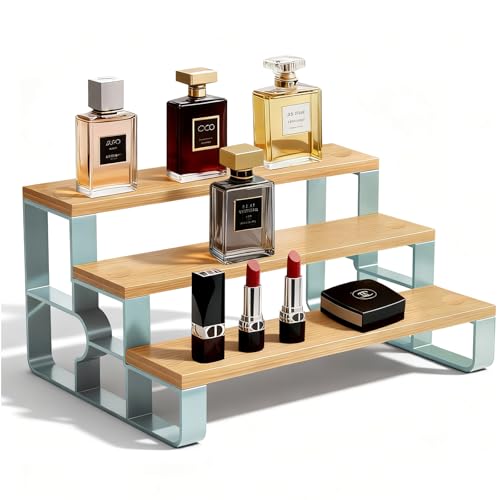 Cabinet & Counter Spice Rack Organizer for Spice Jars & Condiments, 3-Tier | Space-Saving Grease Resistant Bamboo Seasoning Organizers, Practical Makeup Stand, Simple Assembly, Wipe Clean, Mengbu - size: 3 Tier