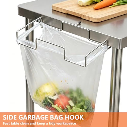 Garvee Stainless Steel Straight Edge Work Table 24 inch Double Layer with Garbage Shelf, Heavy Duty Commercial Prep Table, 24x18x35 inch, 0.7mm Thick - size: 24*18*35 inch - with trash rack