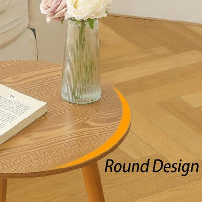 AWASEN Round Side Table, Small End Table for Living Room, Modern Accent Coffee Side Table with Solid Wood Legs for Small Space, Easy Assembly, Brown - color: Brown Walnut