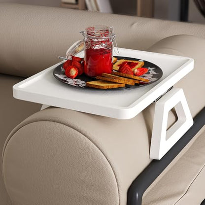 Couch Arm Tray,Bamboo Folding Sofa Tray,Sofa Armrest Trays Clip-On Couch Desk for Drinks,Snacks,Phone,Remote Control（White） - color: White, style: 13.0" x 9.4"