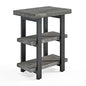 Alaterre Furniture Pomona Solid Wood 3-Tier End Table, Slate Grey, 20” | Small Side Table or Nightstand with Storage Shelf and Metal Legs, Rustic Farmhouse Furniture for Living Room & Bedroom - color: Slate Grey