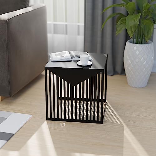 LeisureMod Mid-Century Design Square Side/End Table, Steel Powder Coated Finish, Perfect for Modern and Contemporary Living Space, Black - color: Black