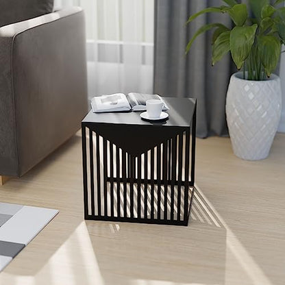 LeisureMod Mid-Century Design Square Side/End Table, Steel Powder Coated Finish, Perfect for Modern and Contemporary Living Space, Black - color: Black