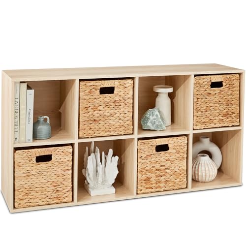 Best Choice Products 8-Cube Storage Organizer, 13.5in Shelf Opening, Bookcase, Display Shelf, Customizable w/ 2 Removable Back Panels – Light Oak - color: Light Oak, size: 8-Cube, 13.5in Shelf Opening, No Legs