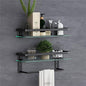 VOLPONE Glass Bathroom Shelf with Towel Bar 15.7in Bathroom Wall Shelves Rustproof Metal Bathroom Wall Organizer 2-Tier (Black) - style: 2 tier with towel bar black