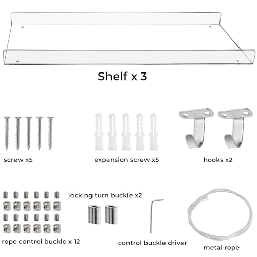Tlence 3-Tier Window Plant Shelves, Hanging Acrylic Plant Shelf for Indoor, Clear Window Shelf for Plants, Height Adjustable Flower Display Stand, Succulent Pot Organizer for Herbs Microgreens