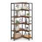 VASAGLE 6 Tier Bookshelf with Metal Frame, Convertible Industrial Corner Shelf, 9.4 x 40.2 x 69 Inches, for Living Room, Bedroom, Home Office, Rustic Brown and Ink Black ULLS606K01 - size: 6 Tiers (40.2"W)