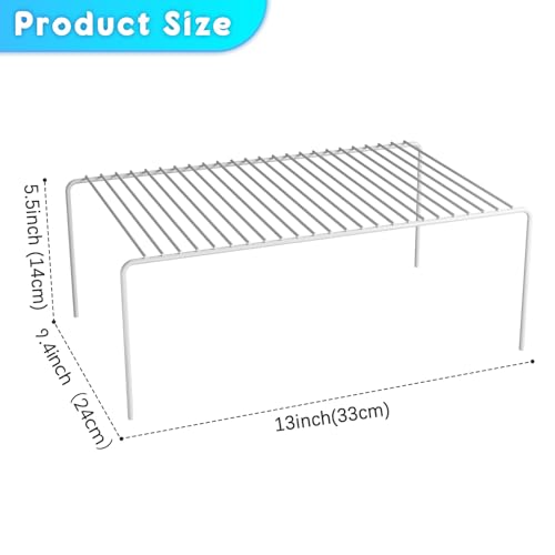 2Pack Cabinet Storage Shelf Spice Rack, 13''L x 9.4''W x 5.5''H, White | Rustproof Metal Wire Kitchen Counter Organizers and Storage, for Cabinet, Plate, Dish, Pantry, Bathroom, Fridge - size: 2Pack-White-13 x 9.4 inch
