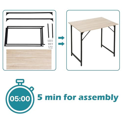 Dkelincs 32 Inch Small Computer Desk Home Office Desk Writing Desk Modern Simple Style Study Work Table with Metal Frame, Easy Assembly, Adjustable Feet, Water-Resistant, Scratchproof Surface, Nature - color: Nature, size: 32 Inch