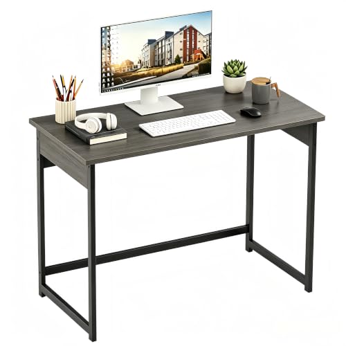 ALISENED 43.3 Inch Home Office Desk,Small Desk for Small Spaces, Sturdy Writing Table for Home Office,Easy to Assemble,Gray - color: Grey, size: W-43.3in