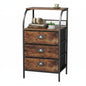 Nightstand with 3 Drawers, Tall Bedside Table with 2-Tier Wood Shelf, 3 Fabric Night Stands for Bedroom, Sturdy Steel Frame, Wood Top, Rustic Brown - color: Brown(3 Locker), size: set of 1